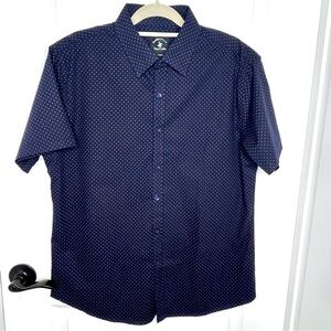 Beverly Hills Polo Club Pique Cotton Shirt - Navy Blue & Pink Details - XL